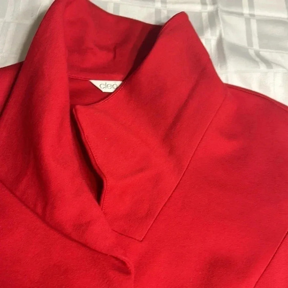 Cleo red pea coat ,SM, single breasted,career,winter,Xmas red,closet staple,EC - Picture 16 of 17